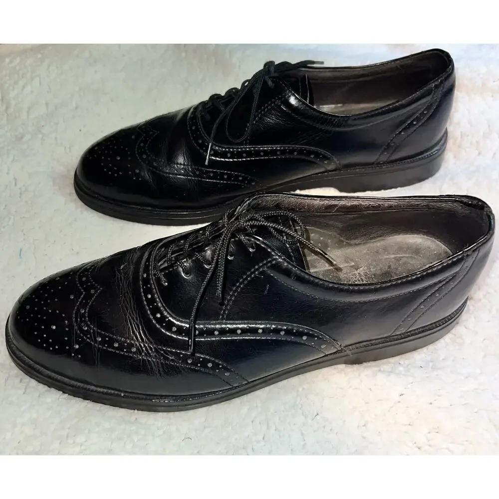 Vintage Red Wing Black Leather Wingtip Brogues Shoe -  Size 8.5